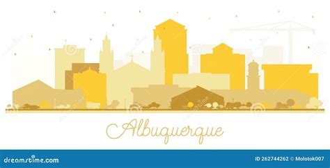 Albuquerque New Mexico City Skyline Silhouette with Golden Buildings ...