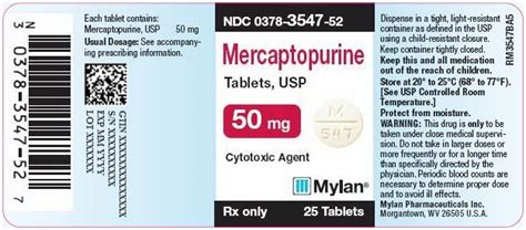 Mercaptopurine by Mylan Pharmaceuticals Inc. MERCAPTOPURINE tablet