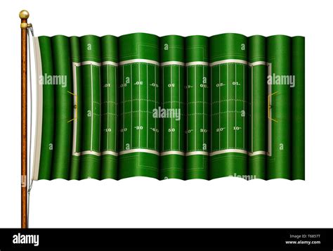 Flag of an American football field blowing on a flag pole. 3D Illustration Stock Photo - Alamy