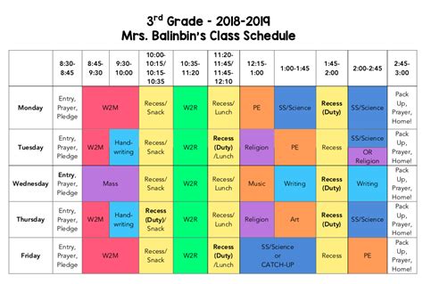 Math Schedule For 3rd Grade