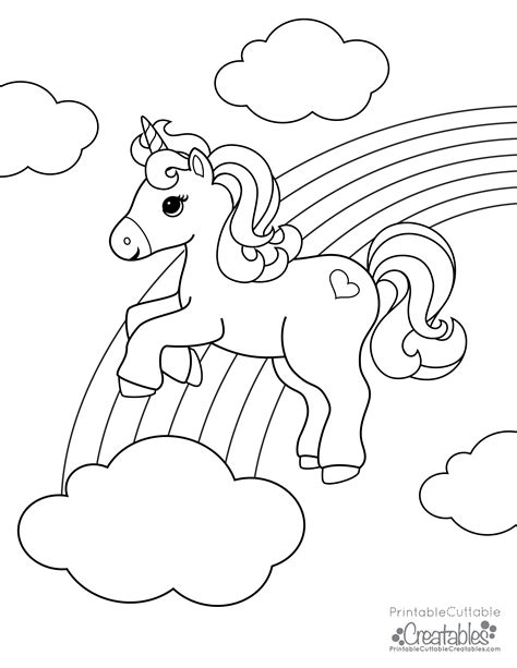 Rainbow Unicorn Free Printable Coloring Page | Unicorn coloring pages ...