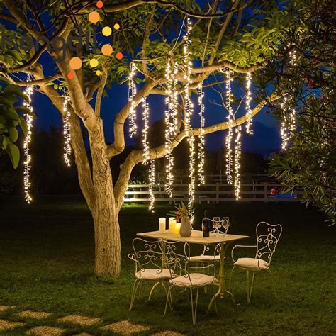 2.4m led icicle string lights christmas garden tree decoration ...