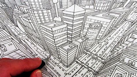 How to Draw a City in Three-Point Perspective | Perspective drawing ...
