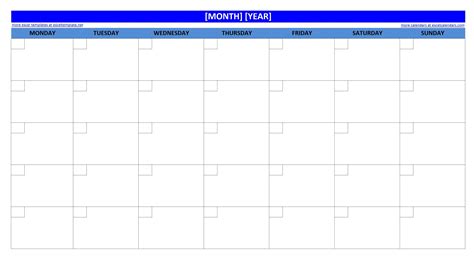 Printable Calendar Large Boxes Landscape | Calendar Printables Free Templates