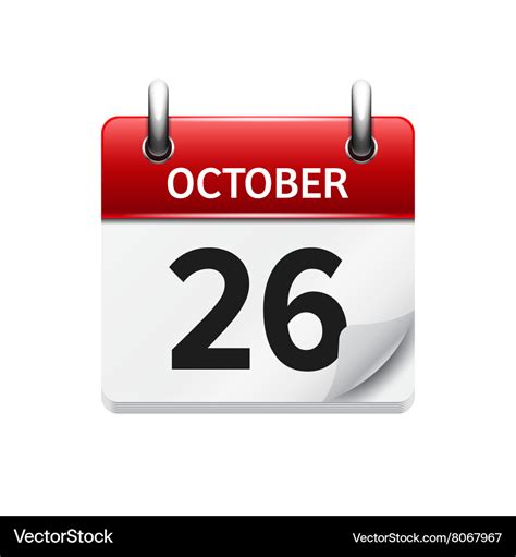 October 26 flat daily calendar icon date Vector Image