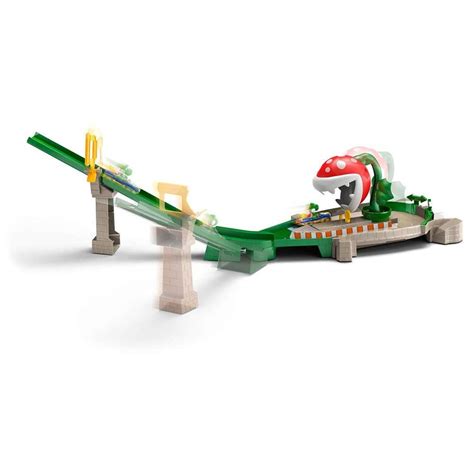 Buy Hot Wheels Mario Kart Piranha Plant Slide Track Set with Yoshi 1:64 Scale Car, Child 5 Years ...