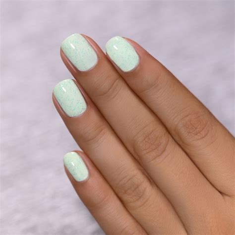 Dew Drop - Pastel Mint Speckled Nail Polish by ILNP in 2020 | Green nails, Short acrylic nails ...