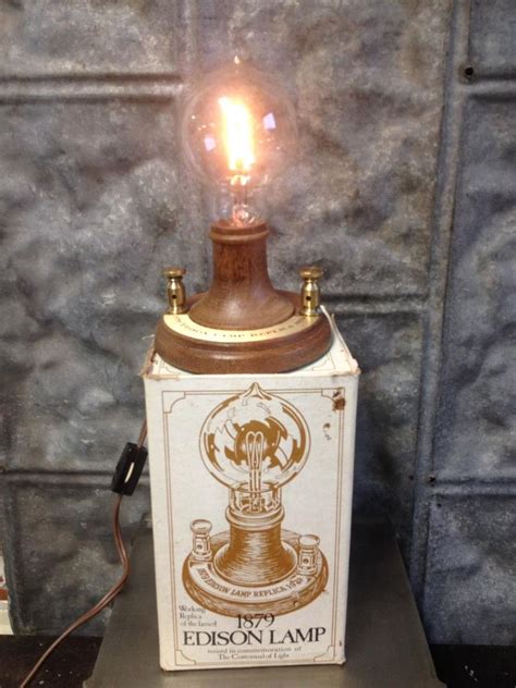 VINTAGE THOMAS EDISON 1879-1979 CENTENNIAL 1st LIGHT BULB / LAMP REPLICA IN BOX | #1860375624