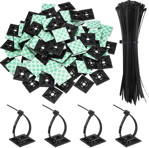 Buy 100 Pack Adhesive Clips for Wire Zip Tie Holder Mounts Self ...