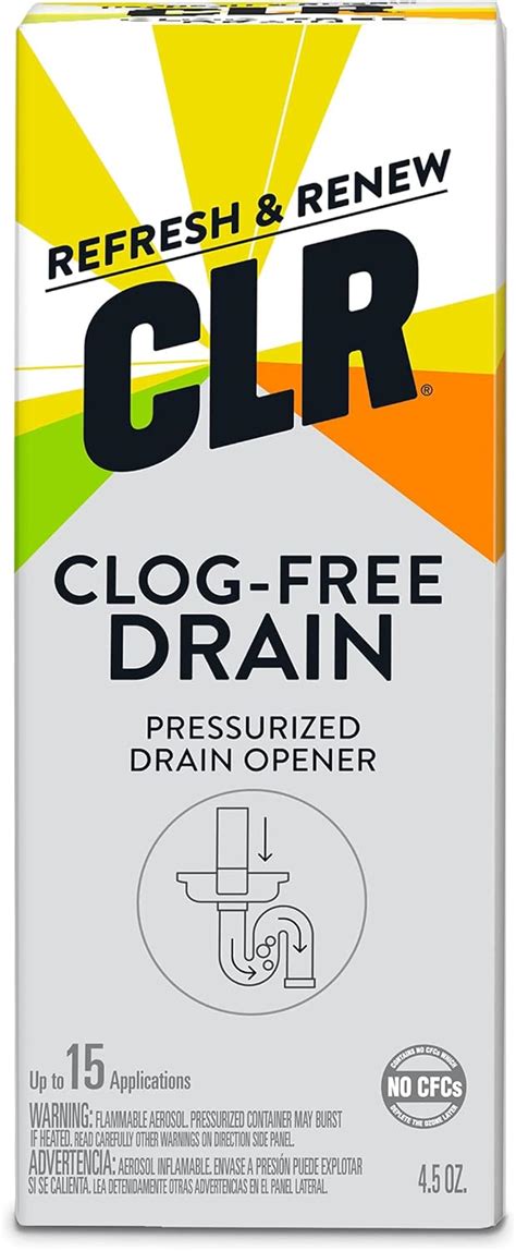 Amazon.com: CLR Clog-Free Drain, Pressurized Drain Opener, 4.5 Ounce ...