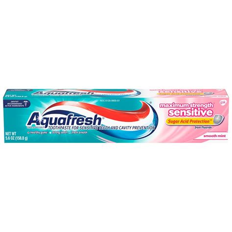 Aquafresh Sensitive Maximum Strength Fluoride Toothpaste Smooth Mint ...