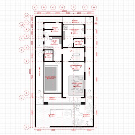 Residential Modern Villa 3 Architecture Plan with floor plan metric units - CAD Files, DWG files ...