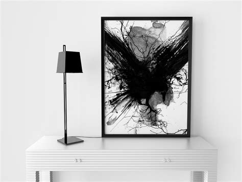 Black Raven Black and White Raven Art Print Raven Poster - Etsy