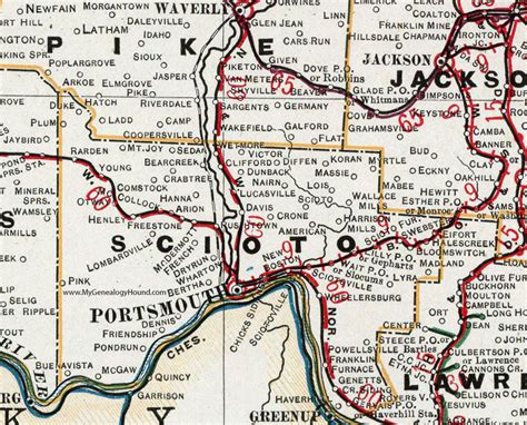 Scioto County, Ohio 1901 Map, Portsmouth, OH