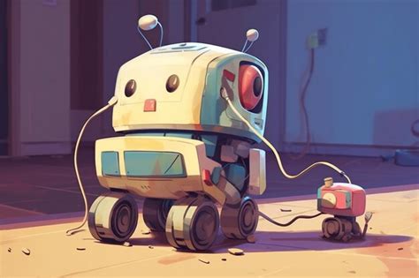 Premium AI Image | A robot with a vacuum cleaner on the floor