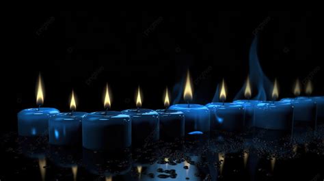 Blue Flames Coming Out Of Blue Candles Background, 3d Render Of Blue Burning Candles On Black ...