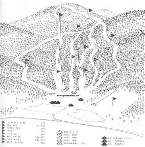 1963-64 Butternut Basin Trail Map - New England Ski Map Database - NewEnglandSkiHistory.com