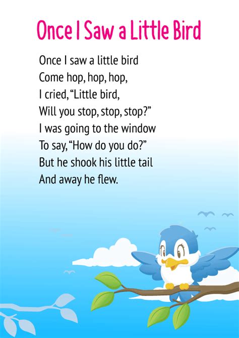 Once I Saw A Little Bird Poem for Class 1 in English