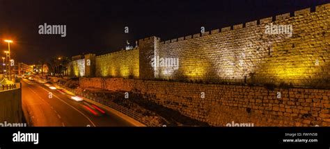 Walls of Ancient City at Night, Jerusalem, Israel Stock Photo - Alamy