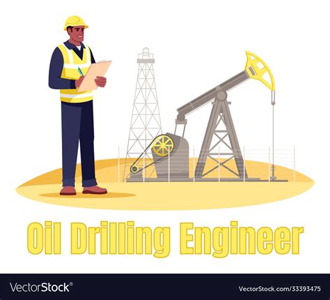 Oil drilling engineer semi flat rgb color Vector Image