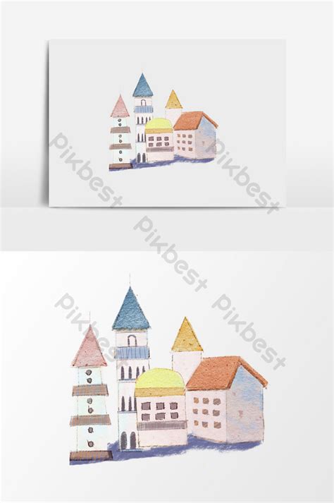 Drawing Cartoon Town Illustration Elements Illustration | PSD Free ...