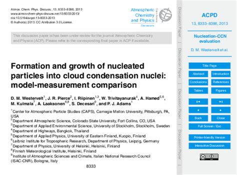 (PDF) Formation and growth of nucleated particles into cloud ...