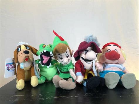 DISNEY PETER PAN MR. SMEE NANA CAPTAIN HOOK CROC SET OF 5 8" PLUSH BEAN ...