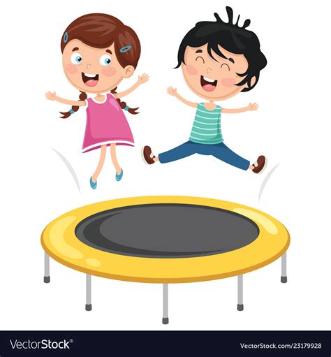 Kids playing trampoline Royalty Free Vector Image