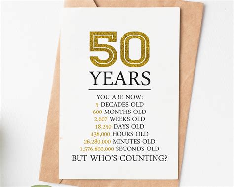 Happy 50th Birthday Card 50th Birthday Gift for Women Men 50 - Etsy