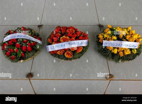 Ntarama Genocide Memorial Centre, Ntarama, Bugesera, Rwanda. Flowers on ...