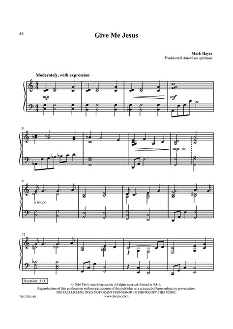 Give Me Jesus" Sheet Music for Piano Solo - Sheet Music Now