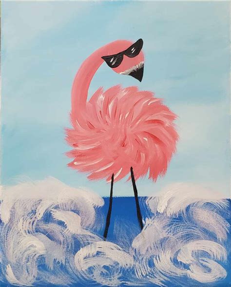 Kids Virtual Flamingo Canvas Paint Lesson Prerecorded - A Sprinkle of Fun