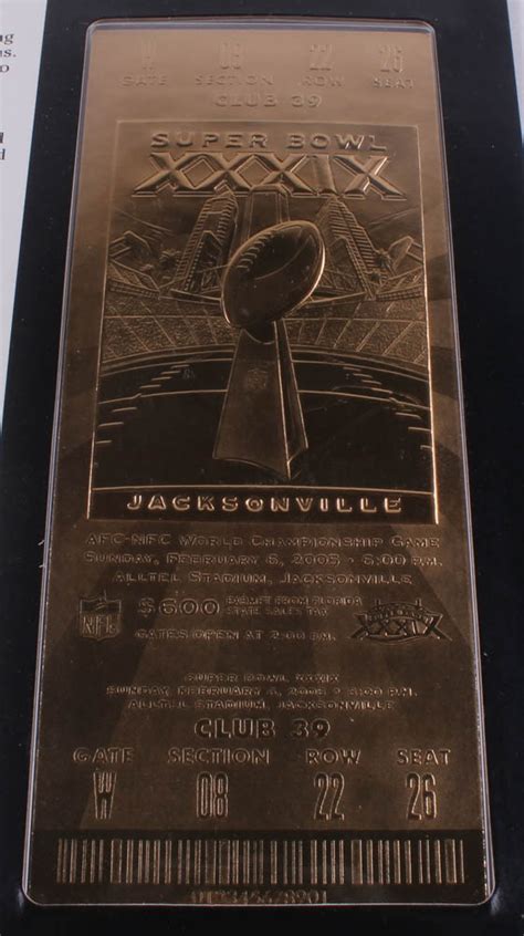 Super Bowl XXXIX Commemorative Score Card with 22kt Gold Ticket ...