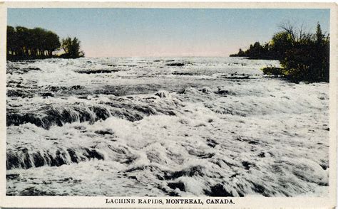 Coloured linen postcard of the Lachine Rapids of the Saint Lawrence ...