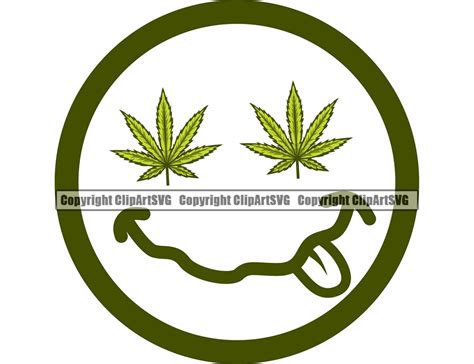 Marijuana Leaf Happy Face Emoji Cannabis Pot Joint Blunt Smoke Weed Vapor Wax Design Element ...