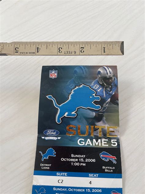 Detroit lions football ticket stub suite juego 5 octubre 15 | Etsy