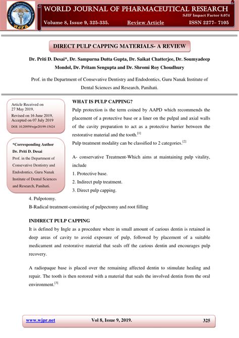 (PDF) DIRECT PULP CAPPING MATERIALS-A REVIEW