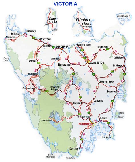 Tasmania Road Map. Australia