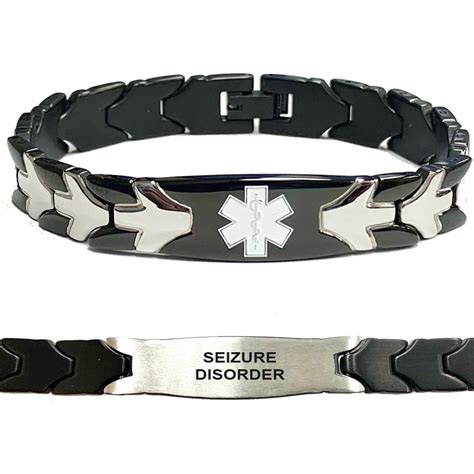 Seizure Disorder Black and Silver Chevron Arrow Medical Alert ID ...