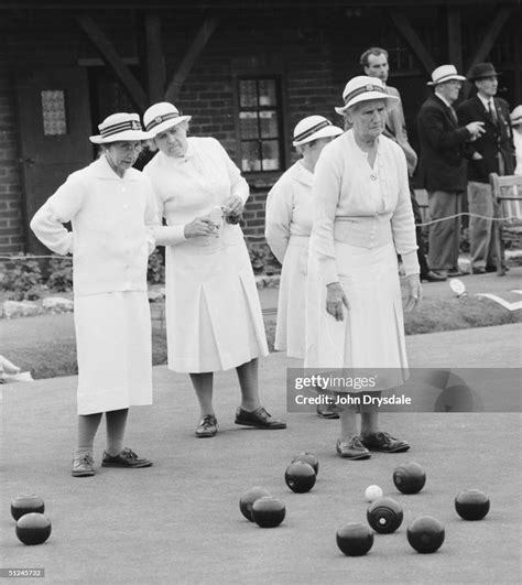 1962, Members of the Coulsdon Bowling Club in Surrey assess the... News ...