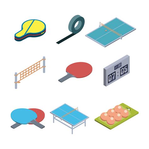 Table Tennis Game Equipment Collection Set Vector 8103023 Vector Art at ...