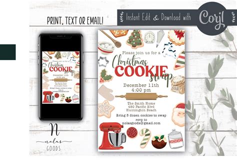 Cookie Swap Invitation Template, Christmas Cookie Exchange Invitation ...