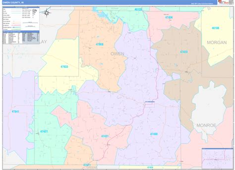 Owen County, IN Wall Map Color Cast Style by MarketMAPS - MapSales