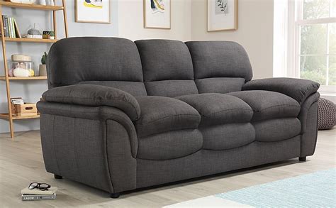 Rochester Slate Grey Fabric 3 Seater Sofa | Furniture And Choice