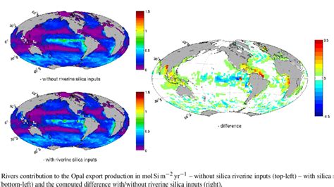 Left, annually integrated photosynthesis in the euphotic ocean layer ...