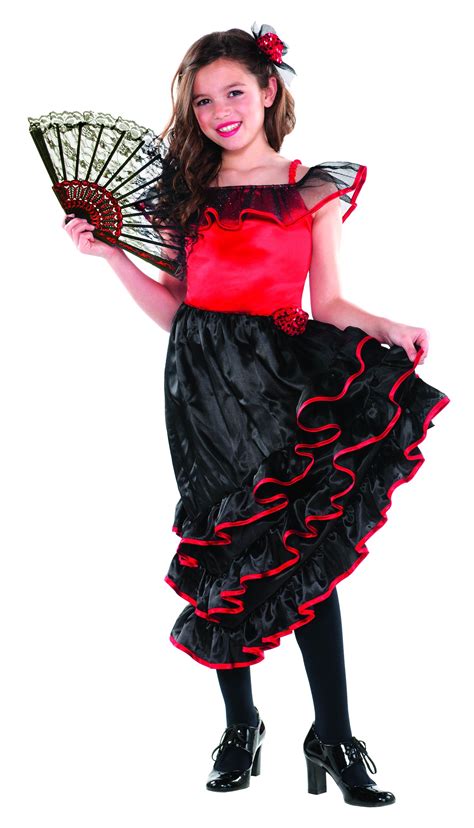 Girls Spanish Senorita Flamenco Dancer Fancy National Dress Costume ...