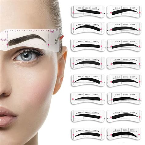 Buy Eyebrow Stencil 12 eyebrow shapes 48 Pairs Reusable Eyebrow Ruler Sticker & Eyebrow Template ...