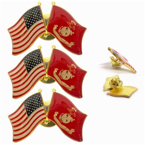 3 Pc Marine Corps American Crossed Flags Lapel Pin Military Veteran US Flag Pins - Walmart.com ...