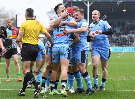 Cameron Winnett Cardiff Celebrates Try Team Editorial Stock Photo ...