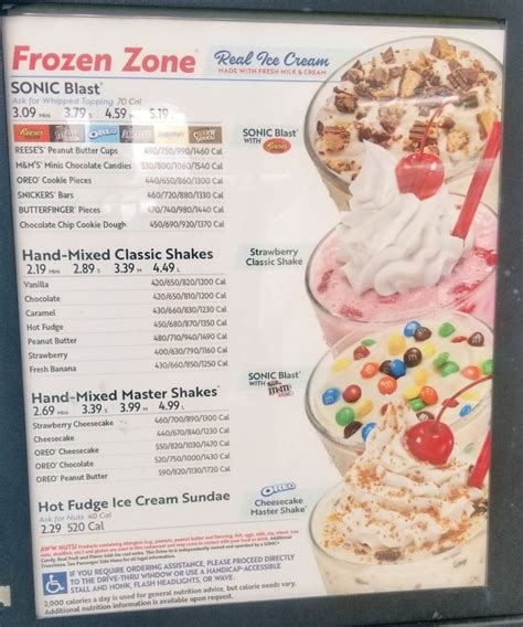 Sonic Ice Cream Menu - Zigurartists